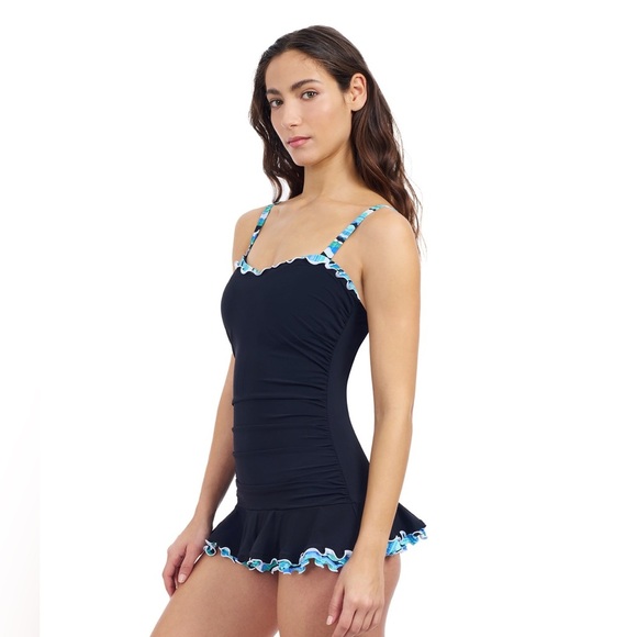 PROFILE BY GOTTEX BACHATA D CUP V NECK SWIMDRESS ONE PIECE SWIMSUIT Sz 10 - Picture 7 of 8